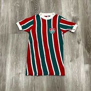 VERY RARE 70s Fluminense FC Football Cotton Striped Jersey Brazil Sz Men's XS